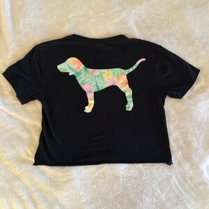 GUC Pre-loved PINK Black crop top T-Shirt with Pocket